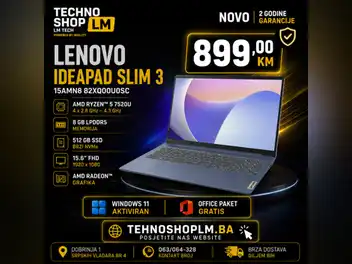 Lenovo IdeaPad Slim 3 15AMN8 Ryzen 5 7520U 8GB 512GB