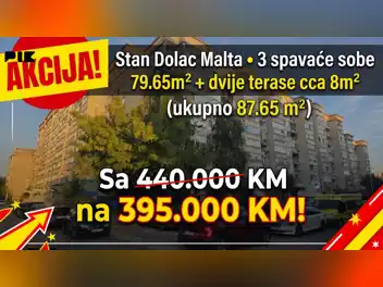 Stan Sarajevo,87m2 (79.65+8m2),7. sprat,Env. Šehovića,3 sp. sobe